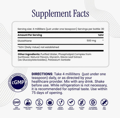 Rho Nutrition Liposomal Glutathione -Uitra High Absorption LiquidGlutathione Supplement -S